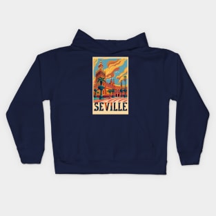 A Vintage Travel Art of Seville - Spain Kids Hoodie